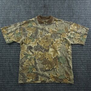 Vintage Classics Advantage Camo Polo Shirt 2X Brown Oak Leaf Short Sleeve Pocket